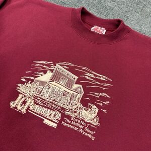 Vintage JC Penney Golden Rule Sweatshirt Adult L Red Kemmerer‎ Wyoming Crewneck